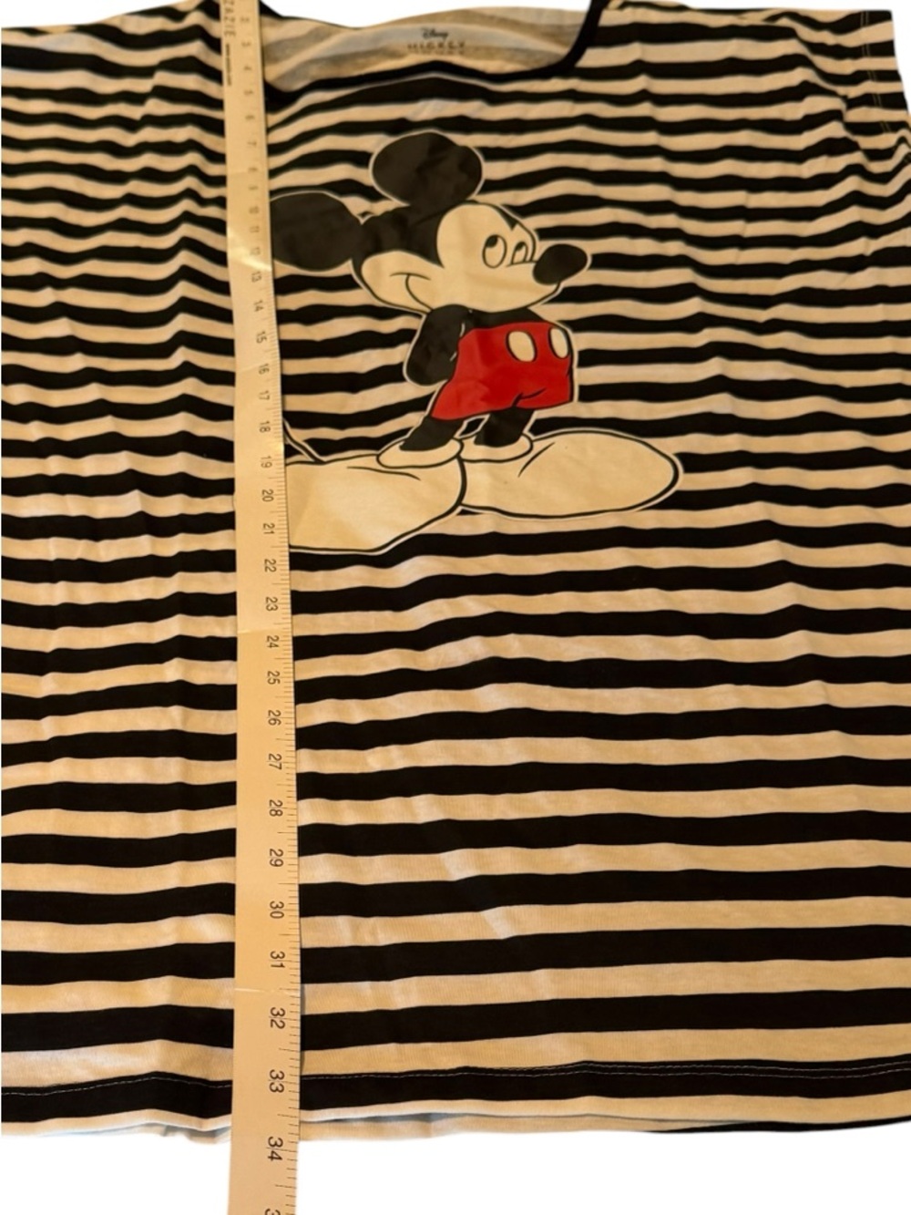 Disney Mickey Mouse Black White Striped Sleep Shirt L XL NWT - Picture 7 of 9